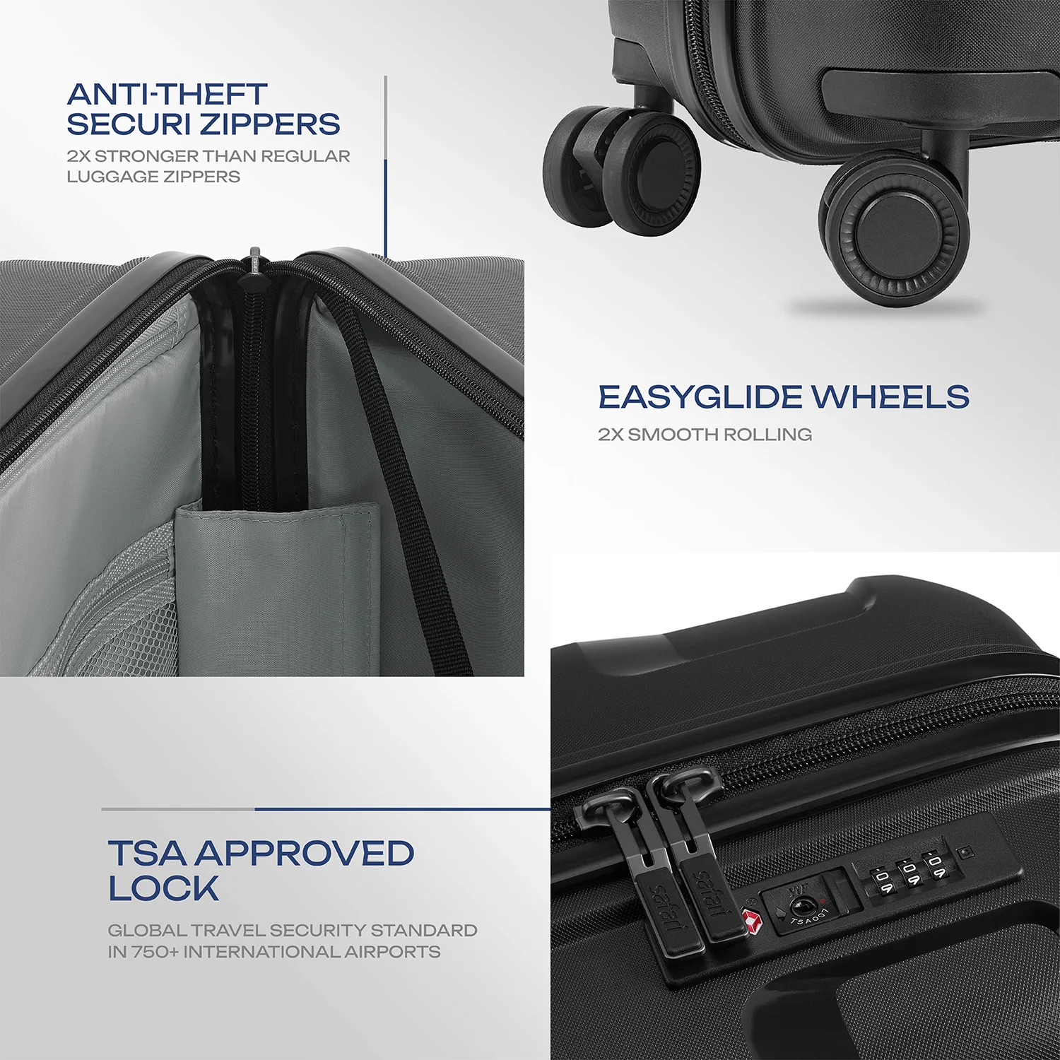 Safari Aeroglide Trolley Bag with TSA lock and Anti-Theft Zipper Black Hover
